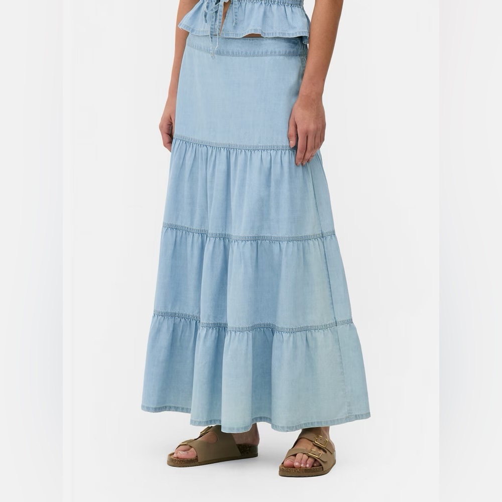 Primark Blue Tiered Maxi Skirt Resort Wear